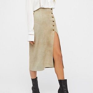 Alyssa Miller Understated Suede Taupe Skirt